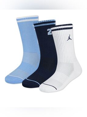 Jordan boys 3-Pack Varsity Jersey Crew Socks - White, Navy Blue size 3Y-5Y